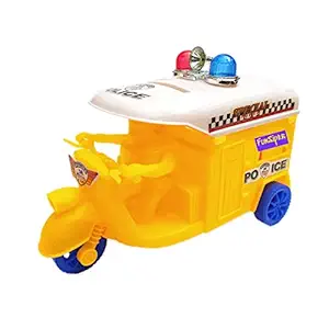 FunSiper Auto Rickshaw Toy Car with Flashing Light - Big Size Cng Auto Rickshaw Toys for Kids,Boys & Girls (Multicolor)