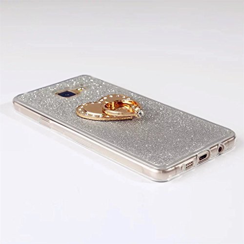 MUTOUREN TPU Silikon Hülle für Samsung Galaxy A5(2016) A510 Bling Glitzer Handyhülle Schutzhülle Etui Protective Case Cover Rück mit Ring Anti-Handytasche Bumper-Silber - 5