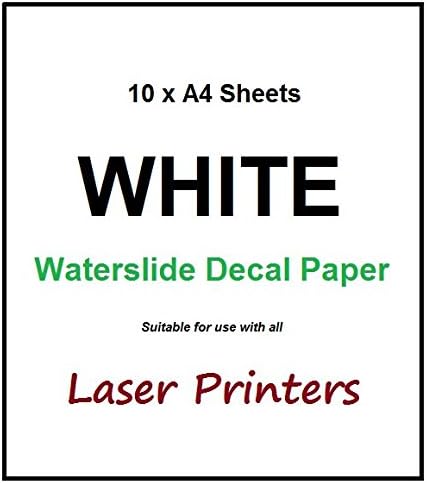10 Pack A4 Waterslide LASER Water Slide Decal Paper Transfer Craft Paper Sheets - WHITE