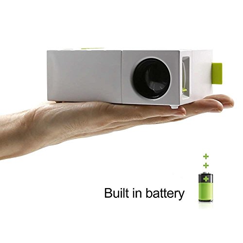 Video Beamer, HuiHeng Portable LCD Projektor YG310 Heimkino Media Player Beamer Unterstützung PC Laptop Smartphone Xbox mit USB / SD / AV / HDMI Eingang Eingebaute Lithium Batterie