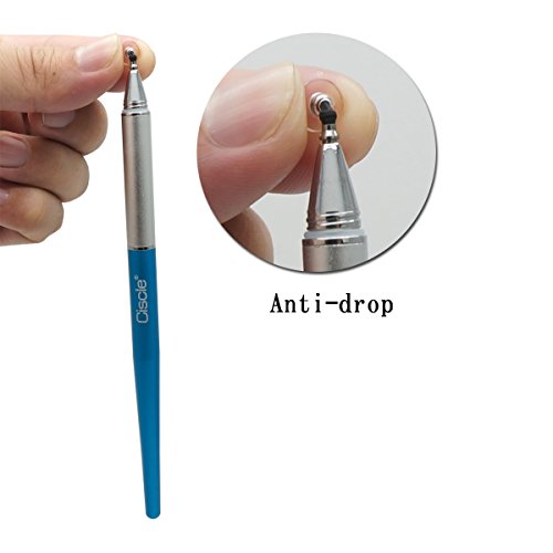 Ciscle Disc Stylus 2Pack Precise Disc Styli mit 4 Ersätze Disc Tips für kapazitive Touch-Screen-iPads, Tablets, iPhones, Samsung Galaxy Note / Tab und mehr (Blau + Rosa) - 4