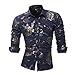 Produktbild JUSTSELL New Arrivial  Herren Persönlichkeits-Druck Tops Rundhalsausschnitt Bluse Button-Down Oberteile Langarmshirts Oberteile Hemdbluse Casual T Shirt