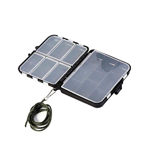Sprießen Leurre de pêche Boîte à Pêche en Plastique Boîte à Gadgets Boîte à Accessoires pour Appâts Boîtes et Plateaux Multicompartiments Stockage/Boîte de Rangement étanche en Plastique(Noir