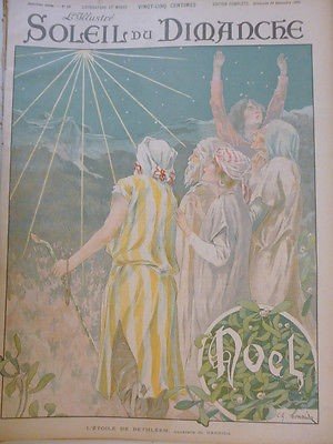 1899 SD12 AQUARELLE HENRIDA NOEL ETOILE BETHLEEM ROIS MAGES BATON TURBANS GUI