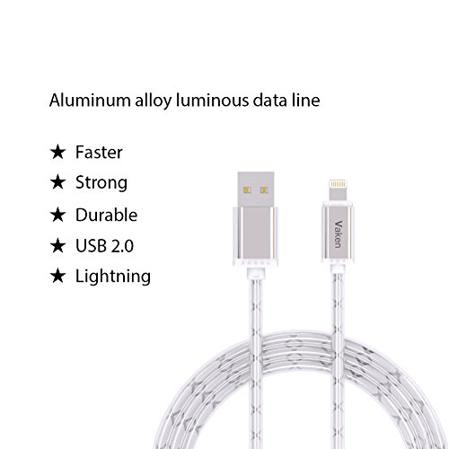 Vaken Premium LED in der Dunkelheit leuchtendes Hochgeschwindigkeits- USB 2.0 A Male to Micro USB B Lade- und Synchronisations Kabel mit Aluminiumkopf für Android (ios * 3 packung) - 5