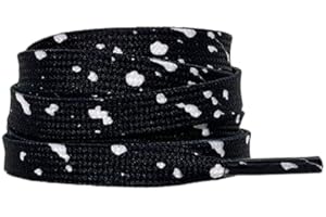 NilEMAll Lacets pour baskets - Lacets plats - Impression dorée - Motif éclaboussures d'encre colorée - Peints à la main