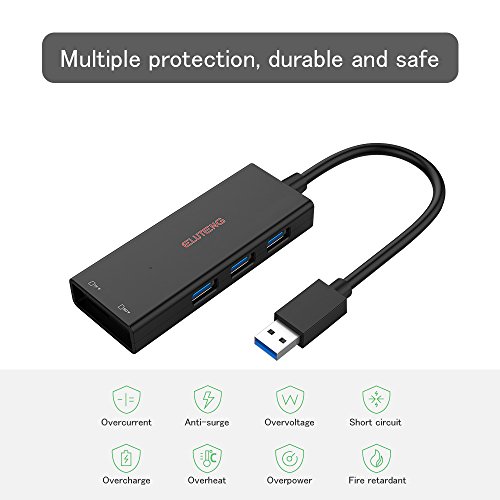 ELUTENG 3 Ports USB HUB mit Kartenleser Plug & Play USB3.0 Datenhub mit Cardreader für SD / Micro SD Karte - 6
