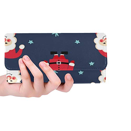 Preisvergleich Produktbild Einzigartige benutzerdefinierte Weihnachtsmann Weihnachten Santa Frauen Trifold Brieftasche Lange Geldbörse Kreditkarteninhaber Fall Handtasche