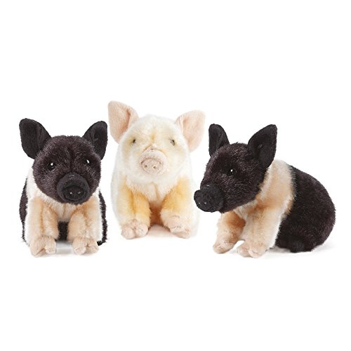 Living Nature Nature-AN335 Peluche de Animales de Granja en Forma de Cerdito (20 cm), Color Pink and Black (Keycraft AN335