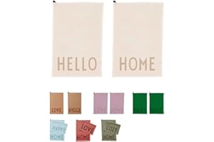 Design Letters Strofinacci Cucina 100% cotone canovacci cucina |asciugamani asciugapiatti Set di 2 strofinacci decorativi | 60x45 cm Stracci Cucina |Asciugamani da cucina Lavabile Certificato Oeko-Tex