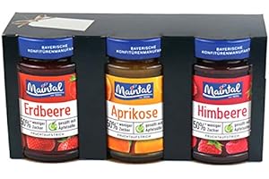 MAINTAL KONFITÜREN GMBH Maintal Weihnachts Geschenkset "Weniger Zucker" ( Aprikose, Erdbeer, Himbeer) 3 x 200 g