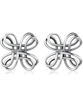 YFN Ohrringe 925 Sterling Silber Blume Keltische Kreuz Knoten Ohrstecker Damen Schmuck