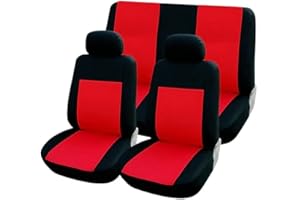 Susy Shop Housses de siège universelles pour voiture, kit avant et arrière, différentes couleurs, doux, confortable, respirant, protection pour sièges de voiture (noir/rouge)