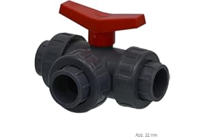 BEVO Mega 3-weg kogelkraan T-boring PVC-U 50 mm lijmmof 10bar DN40 grijs type T-boring zijaansluiting