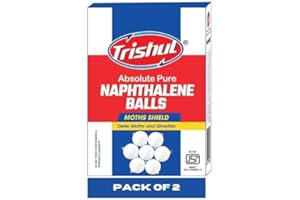 Trishul Naphthalene Balls for Clothes | Bathroom | Wardrobe | Moth, Protect Clothes 100% Safe | Smell Free | Stain-Free/Germs Free, ISI Marked | 200 Gram | White | Pack of 2 |