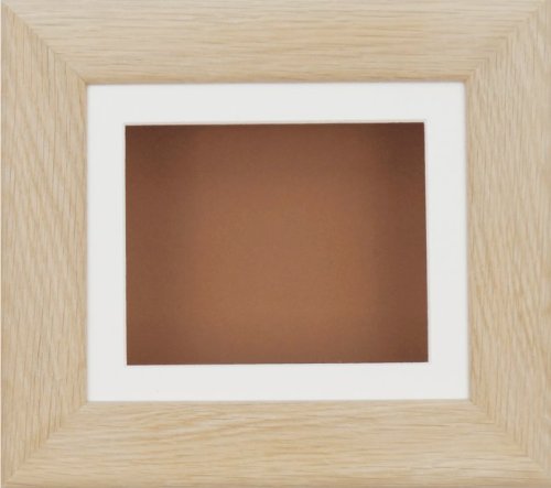 BabyRice Deep Box Display Frame for 2D 3D Art Objects Medal Keepsake Baby Casts 1st Bootees Flowers Solid Oak / Cream Mount / Brown backing