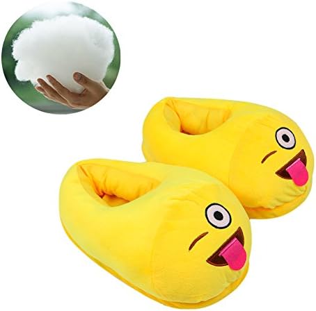 Emoji Slipper,Cozy Shoe—Thick 100%, Plush Cotton Cute Cartoon Funny Soft Warm and Comfortable ,Indoor &Bedroom Slippers with Non-Skid Footpads for Kids,Teens,Girl & Women One Size Fits all (tongue)