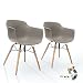 Produktbild 2er Set LTD83 Esszimmer Stühle Mild Grau Kunstoff Designer Schalenstuhl mit Buche Holz Beine Metallgestell Retro Vintage Modern Klassisch Esstisch Stuhl