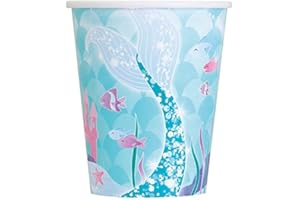 Unique- Gobelets en Carton-266 ML-Fête à thème de Sirène-8 Pièces (Lot de 1), 82227, Multicolour