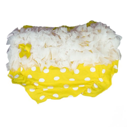 Baby Girl Ruffle Panties Bloomers Diaper Cover with Dots S (Yellow)