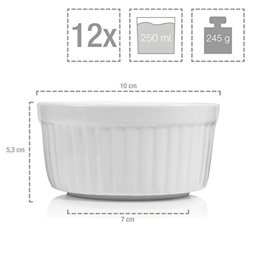 Sänger Soufflé Souffle Förmchen 12er Set | Durchmesser 10 cm | Perfekt geeignet für Muffins, Cupcakes, Creme Brûlée oder als Dipschalen Ofenbeständig bis 250°C -Porzellan- - 3