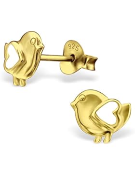 SL-Collection Ohrringe Kinderohrringe Vogel Herz Liebe Freundschaft 925 Silber
