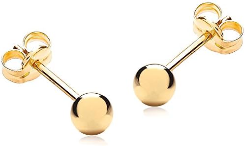 Classic Ball Stud Earrings • Sterling Silver • 9ct Yellow Gold (9ct Yellow Gold, 3.0mm)