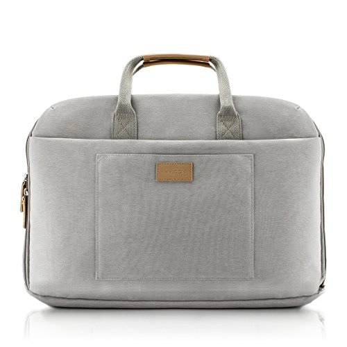 deleyCON Notebook-Tasche bis 15 6    Zoll  39 6cm  Laptop Notebook Netbook Macbook Tragetasche Schultertasche Schutztasche Leinengewebe Hellgrau
