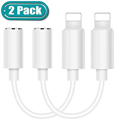 ?2 Pack?Adaptador de iPhone Adaptador Jack de 3,5 mm Conector de Auriculares Compatible con iPhone 11/11 Pro/X/XS MAX Convertidor para Auriculares Divisor de Audio Compatible con Todos los iOS Blanco
