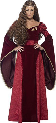 Smiffys Adult Women's Medieval Queen Deluxe Costume, Dress, Belt and Headpiece, Tales of Old England, Serious Fun, Size L, 27877 Smiffys Adult Women's Medieval Queen Deluxe Costume, Dress, Belt and Headpiece, Tales of Old England, Serious Fun, Size L, 27877