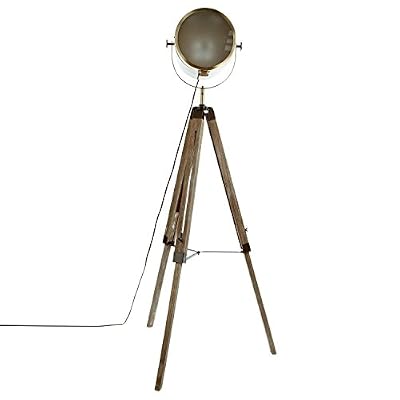Atmosphera Lampadaire bois et métal Ebor - Hauteur 152 cm - Marron