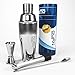 Produktbild Nyno-Homeware 4-teiliges Cocktailshaker Set hochwertigem Edelstahl - Shaker mit eingebautem Sieb, Löffel, Barstößel, Messbecher und Rezept-Ebook - Für privaten und professionellen Gebrauch geeignet