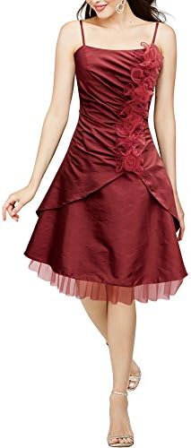 BlackButterfly 'Elsa' Clarity Satin Floral Corsage Prom Dress (Burgundy, UK 16)