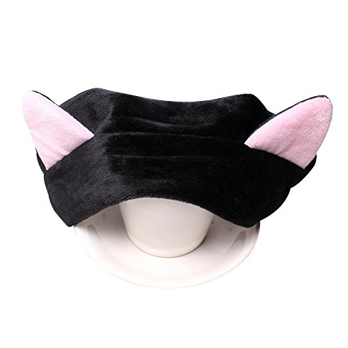 Contever® 1x Niedlich Katzenohren Stirnbänder Flannel Mädchen Turban Haarband Baden Spa Make up Haarreif Elastisch — Schwarz - 2