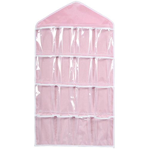 Aufbewahrungsboxen Oyedens 16 Taschen Klar HäNgenden Beutel Socken BH UnterwäSche Rack KleiderbüGel Aufbewahrungstasche (Rosa)
