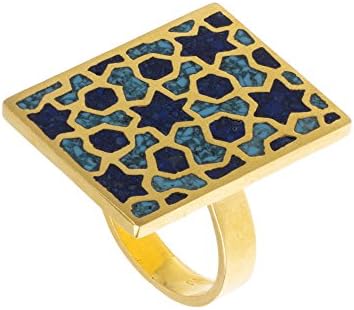 Pippa Small Yellow Gold Plated Sterling Silver Aryana Inlay Ring  - Size K