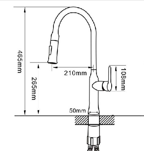 HOMITEX Küchenamatur susziehbare Waschtischarmatur Armatur Wasserhahn Spültsch Einhandmischer Waschtisch aus Messing und Nickel gebürstet für Waschtisch Spültsich in Küchen Badzimmer (1) - 6