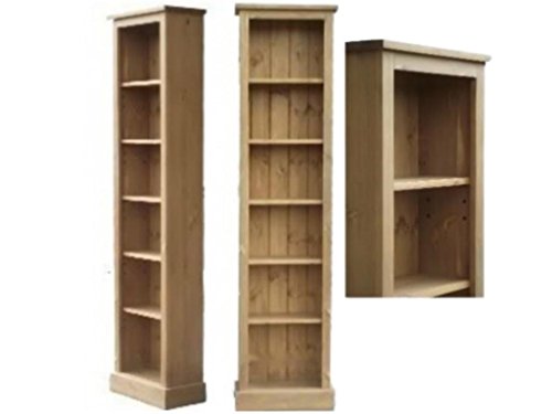 Heartland Pine Solid Pine Bookcase; 6ft Tall Slim Jim Adjustable Display Shelving Unit, Bookshelves. No flat packs, No assembly (SJBK6)