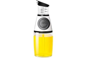 Feliciay Olive Oil Dispenser Bottle Pourer Dispensing Bottles For Kitchen And Vinegar Cruet With Drip-Free Spouts Measure Cooking Vegetable Clear Glass Scale No Drip Spout (Silver, 12.3 Oz/350ml)