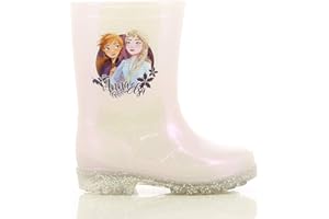 LEOMIL Disney La Reine des Neiges Bottes de Pluie en Caoutchouc pour Fille avec imprimé Anna et Elsa Chaussures de Pluie Bottes à Enfiler Chaussures pour Enfants avec Semelle antidérapante - Blanc, 26 EU