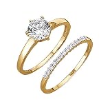 Jacques Lemans Damen Ring-Set 375/- Gelbgold Zirkonia weiß 375/- Gold Glänzend Zirkonia gelb 490370022