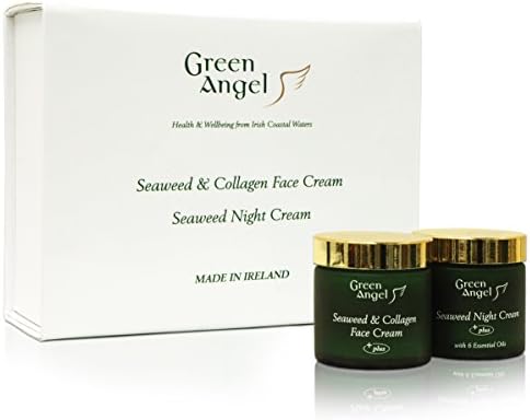 Green Angel Seaweed &amp; Collagen Face Cream and Seaweed Night Cream With 6 Essential Oils - Gift Set to Nourish and Moisturise Skin, 2 x 50ml