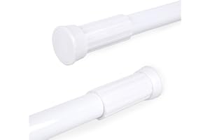 MERCURY TEXTIL- Barra de Aluminio Ajustable y Extensible para Cortinas de ducha, Armarios y Cocina sin taladro ni tornillos de fácil montaje. Barra de tensión telescópica. (Blanco 110-200)