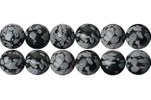 SKYBEADS Natur Schwarze Schneeflocken Obsidian Halbedelsteine Perlen Runde 6mm zum Auffädeln 38cm Strang Approx 60 Stück
