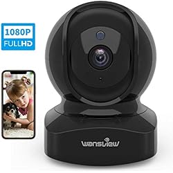 Caméra de Surveillance Wi-FI, Wansview Caméra IP Intérieur 1080P FHD avec Détection de Mouvement, Audio Bidirectionnel et Vision Nocturne pour Surveillance de Animal de Compagnie/Bébé - Q5 Noire