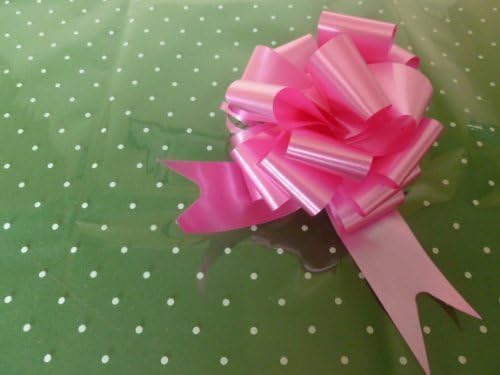 2m x 80cm White Dot Cellophane Wrap (folded). Including 1 x (Gold) 50mm Pull Bow. Florist Quality / Bouquet / Gift / Basket Wrapping. (Gold)