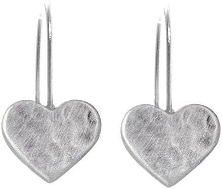 Simple Danon Jewellery: Silver Mini Loveheart Hooked Drop Earrings (Full Length 18mm / Heart 10mm x 8mm)
