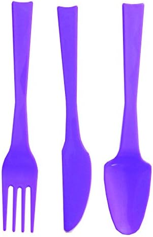 Great Value Range 18 Pc Plastic Cutlery Set ( 6 knives , 6 forks , 6 spoons ) For BBQ Parties Buffets (Purple)