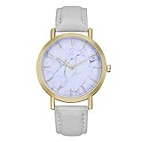 Godagoda Unisexuhr Analog Quarz Einfach Elegant Mode Armbanduhr mit Marmor Zifferblatt und Leder Armband Uhr