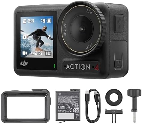 DJI Osmo Action 4 Combo Essenziale - Action cam impermeabile 4K/120fps con sensore 1/1.3”, macchina fotografica subacquea,incredibili immagini con scarsa illuminazione,prestazioni cromatiche a 10 bit